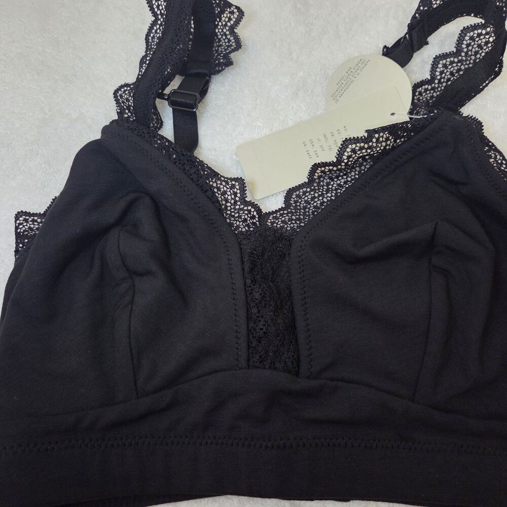 NWT Parfait Dalis P5641 Women's Full Busted Curvy Wire Free Bralette Black 34H - Picture 2 of 6